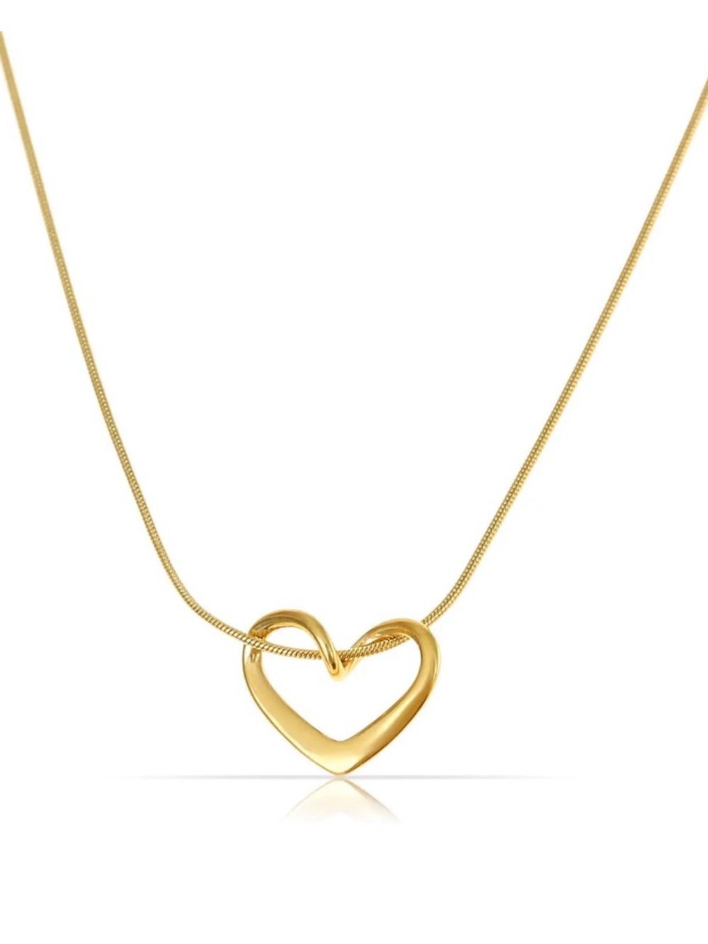 18k Gold Plated Romantic Open Heart Pendant Necklace. New.